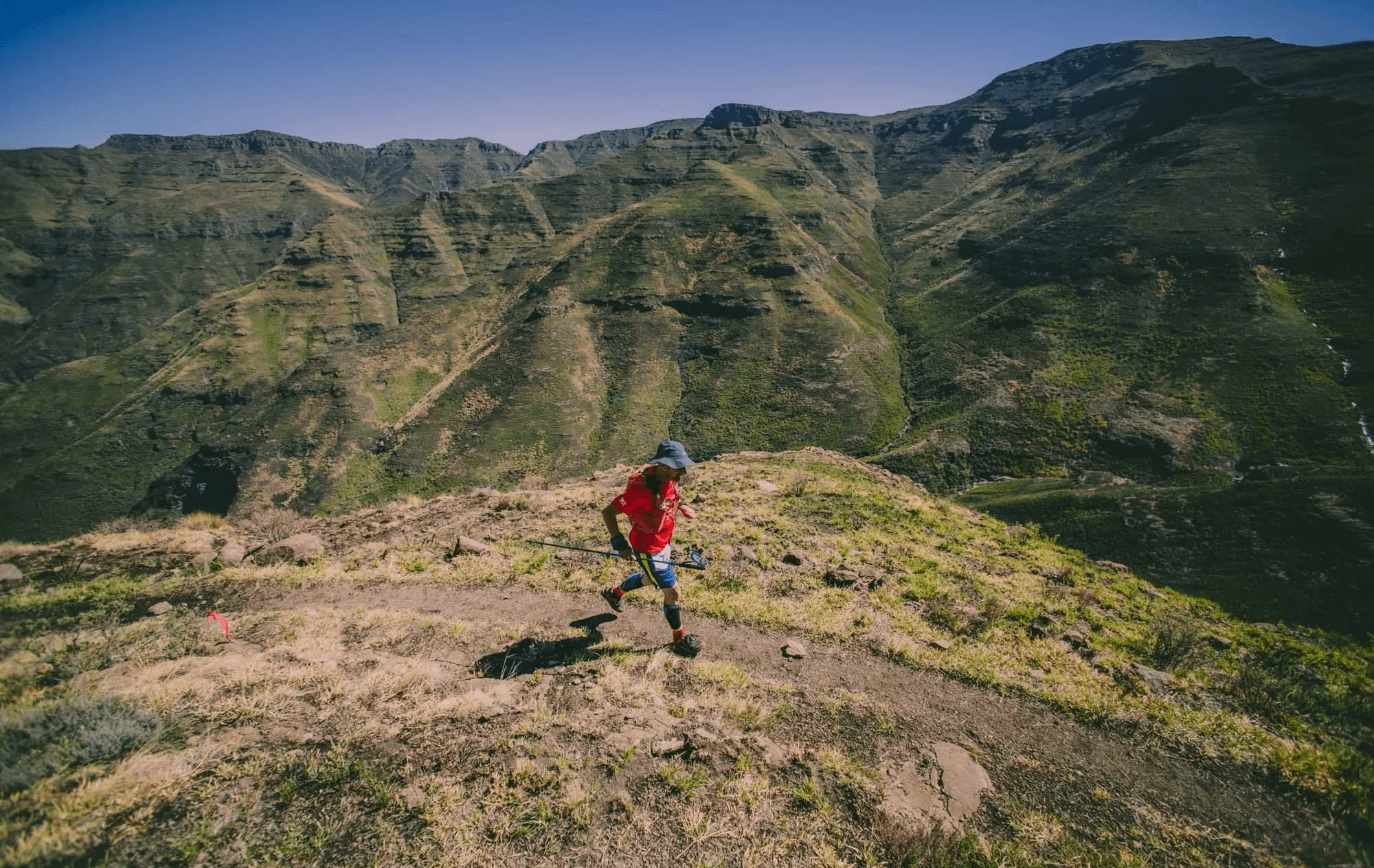Dynamic picture of a cyclist riding downhill