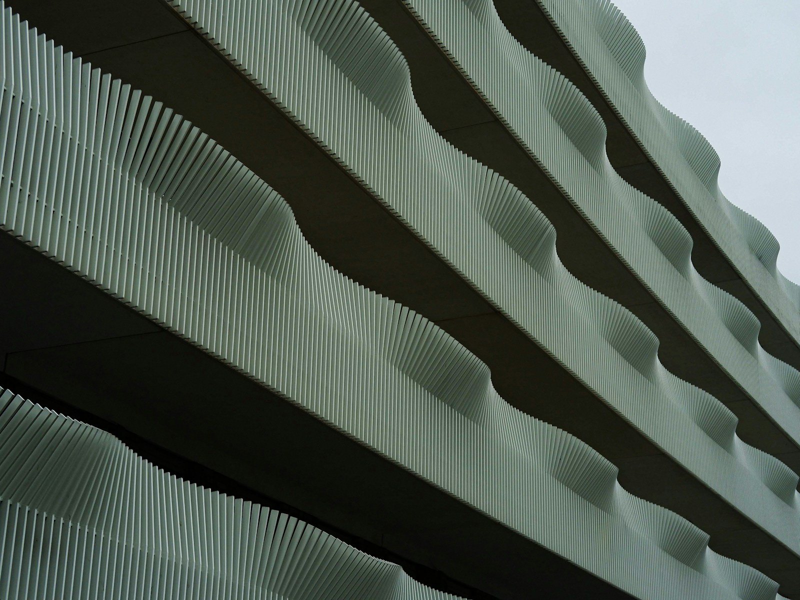 Close up of a ribbed building facade