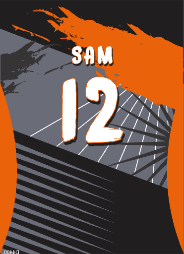 Back of an abstract geometric jersey featuring distressed brush textures, intersecting diagonal lines, and layered panels for a personalized sports uniform.