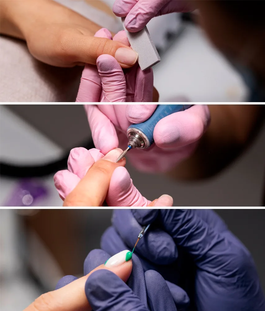 profissional aplicando esmalte nas unhas