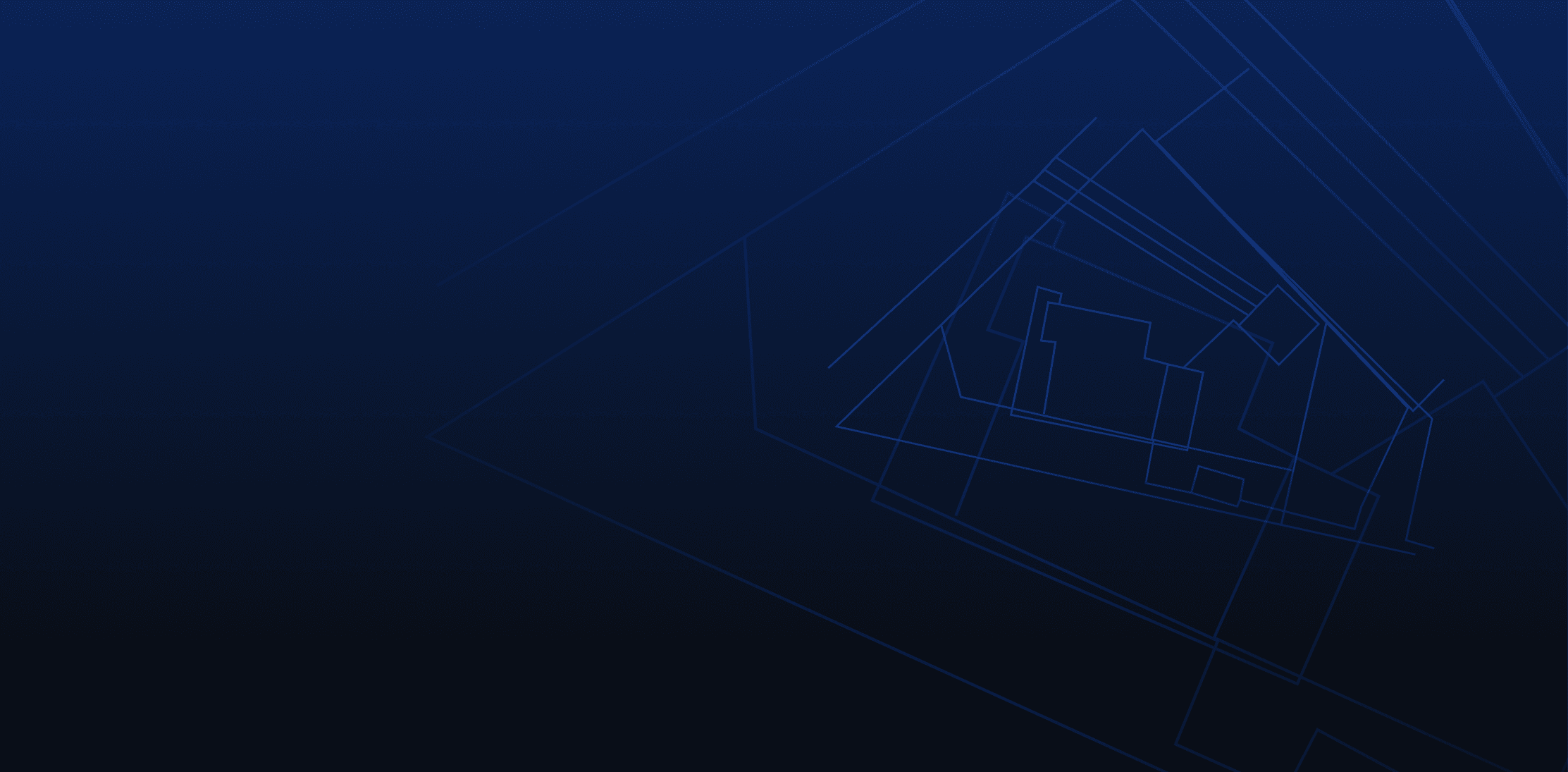 Dark blue and black gradient with overlaid line image representing a site plan