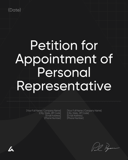 Petition for Appointment of Personal Representative