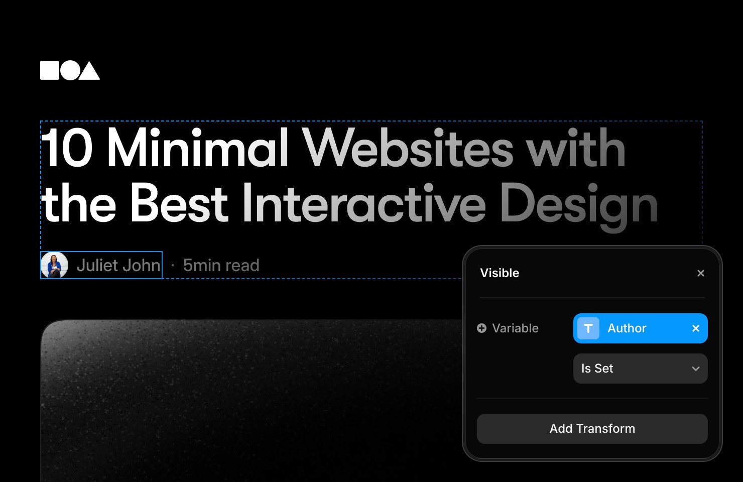 Design on the canvas with dynamic CMS variables in Framer