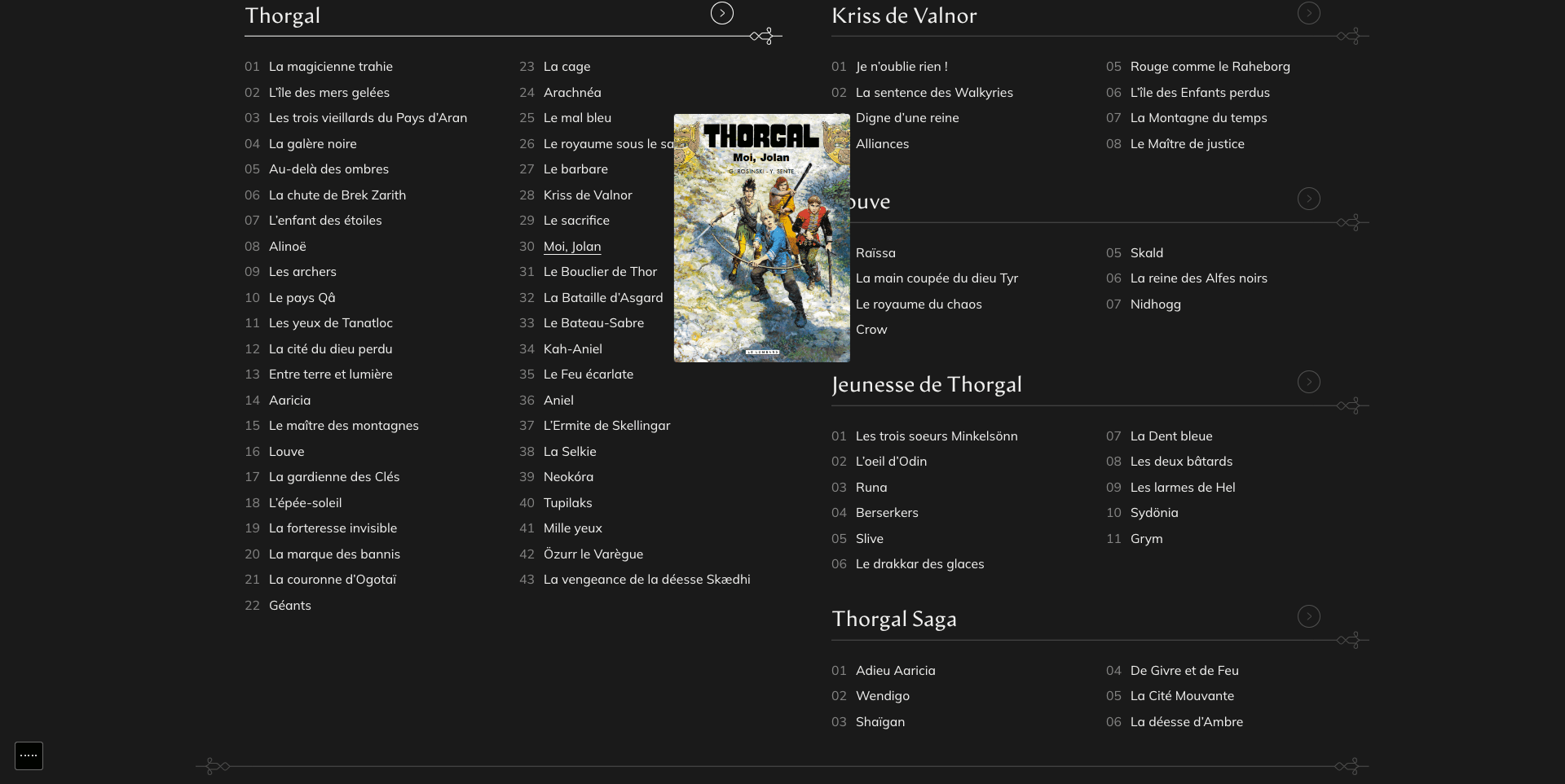 Thorgal | Screenshot - Desktop : liste/footer
