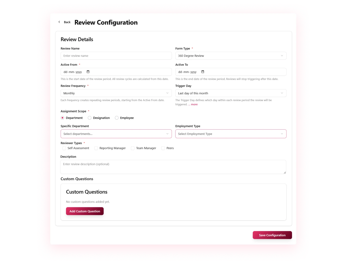 Customizable Review Templates 