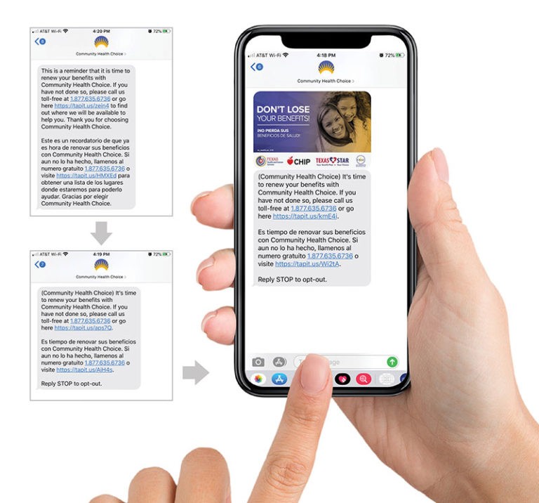 Close up of customer messaging on a mobile device