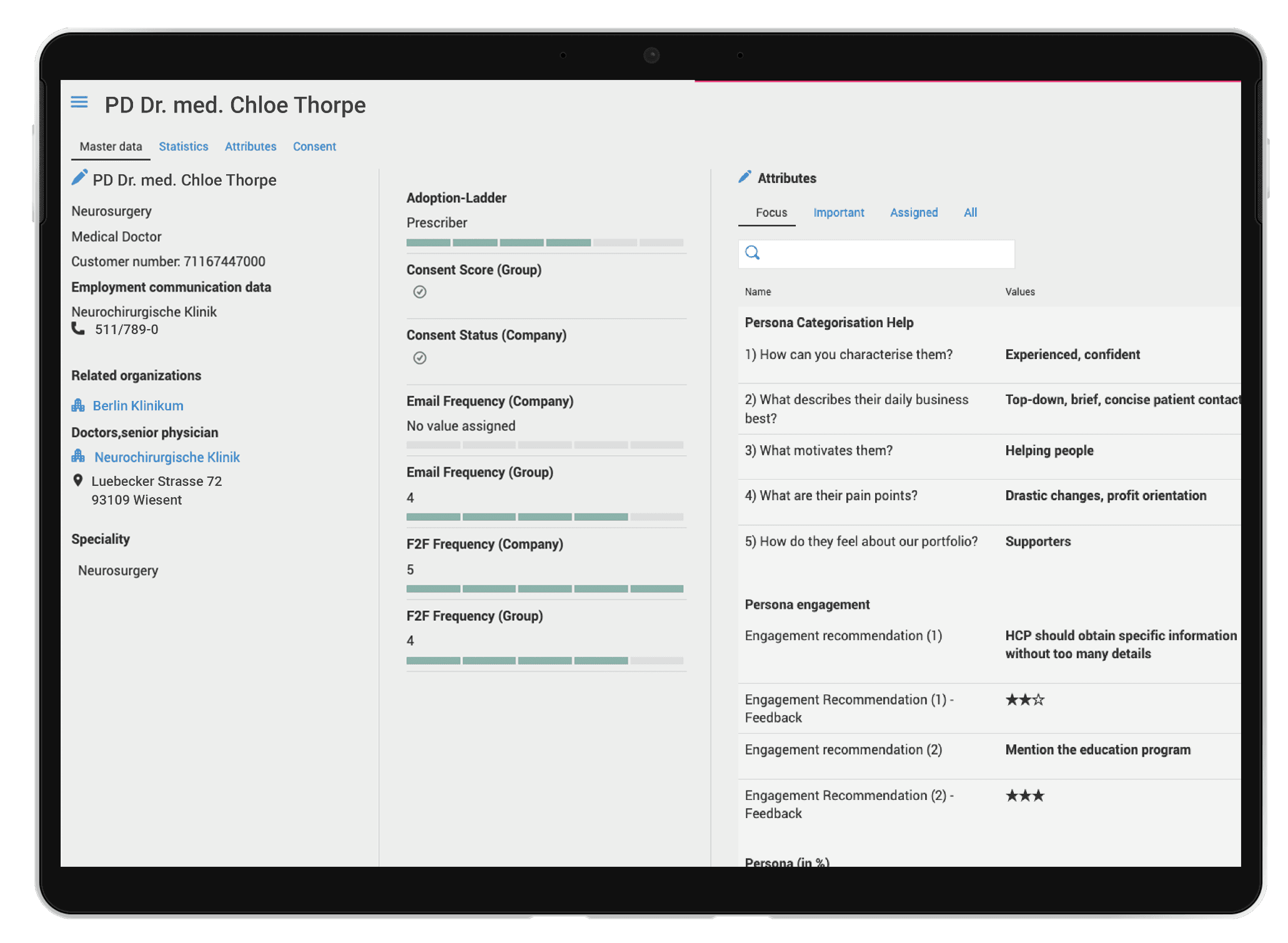 An image of the ysura CRM Attribute Management Feature