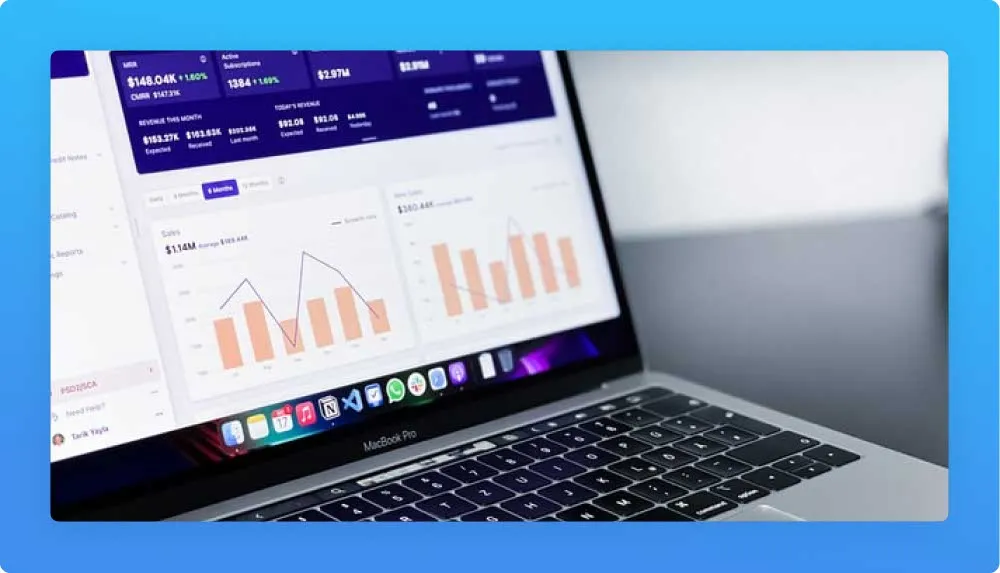 Macbook Pro displaying analyitc graphs
