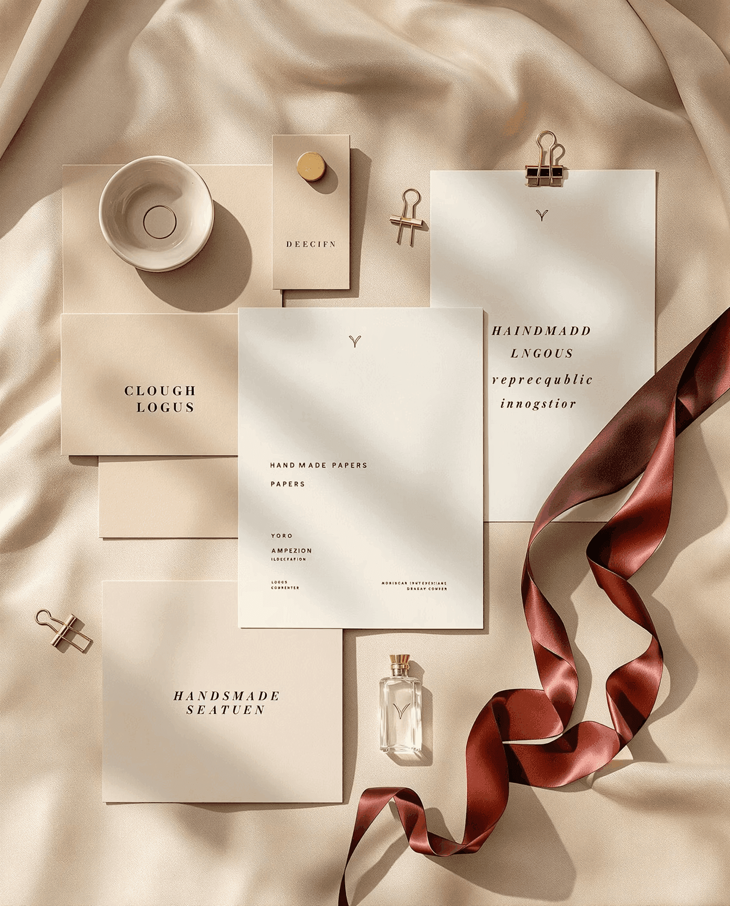 Creative workspace with design sketches, stationery, and mood board.