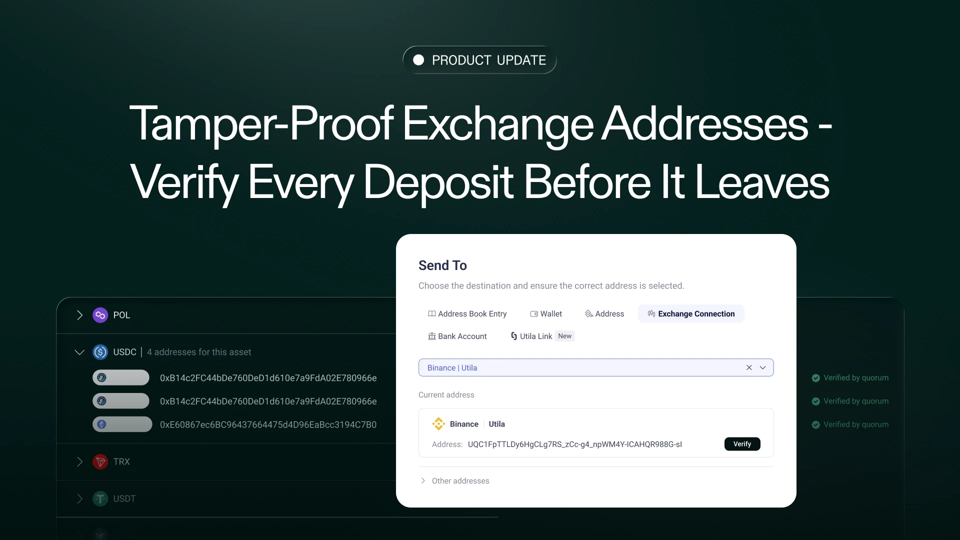 Verified Exchange Deposit Addresses: Cryptographic Protection Against Address Tampering