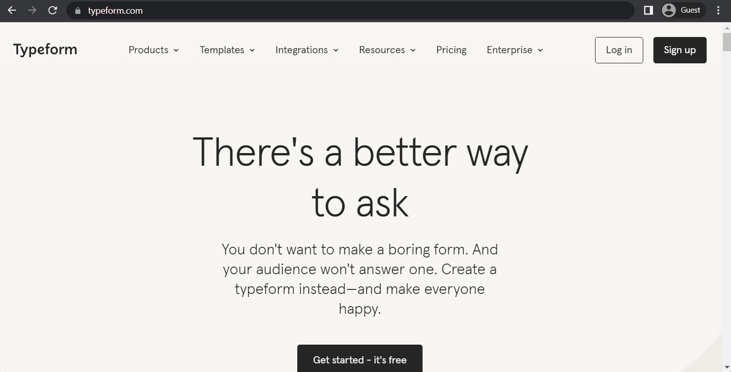 typeform landing page