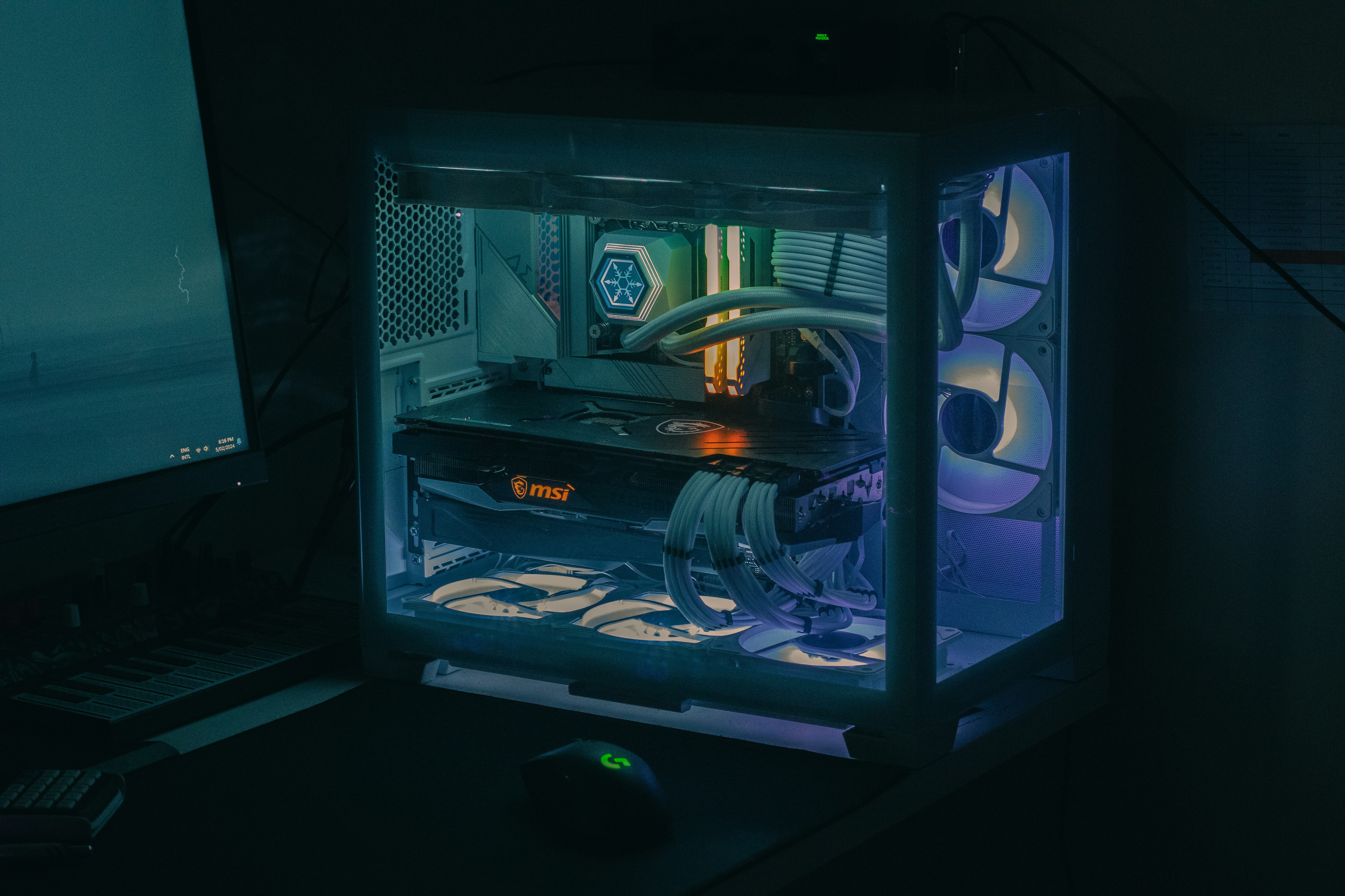 A desktop computer sitting on top of a desk