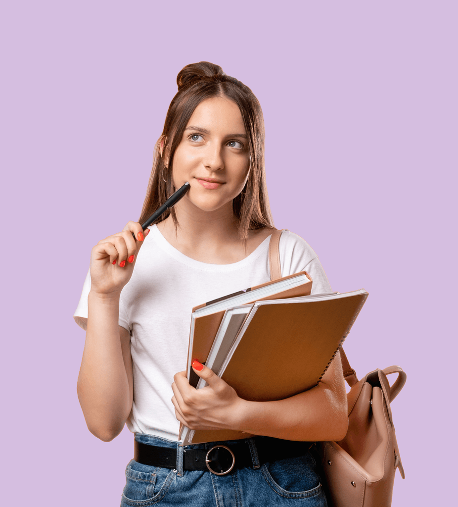 A smilintg girl holding books