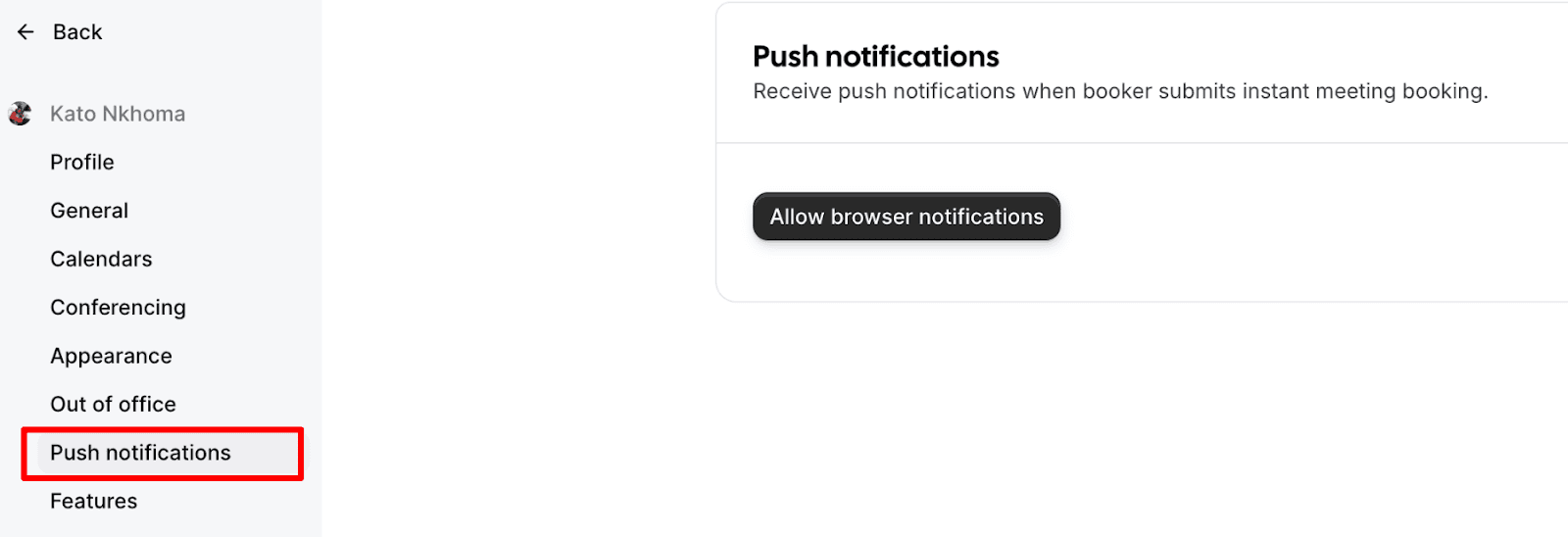 Allowing push notifications