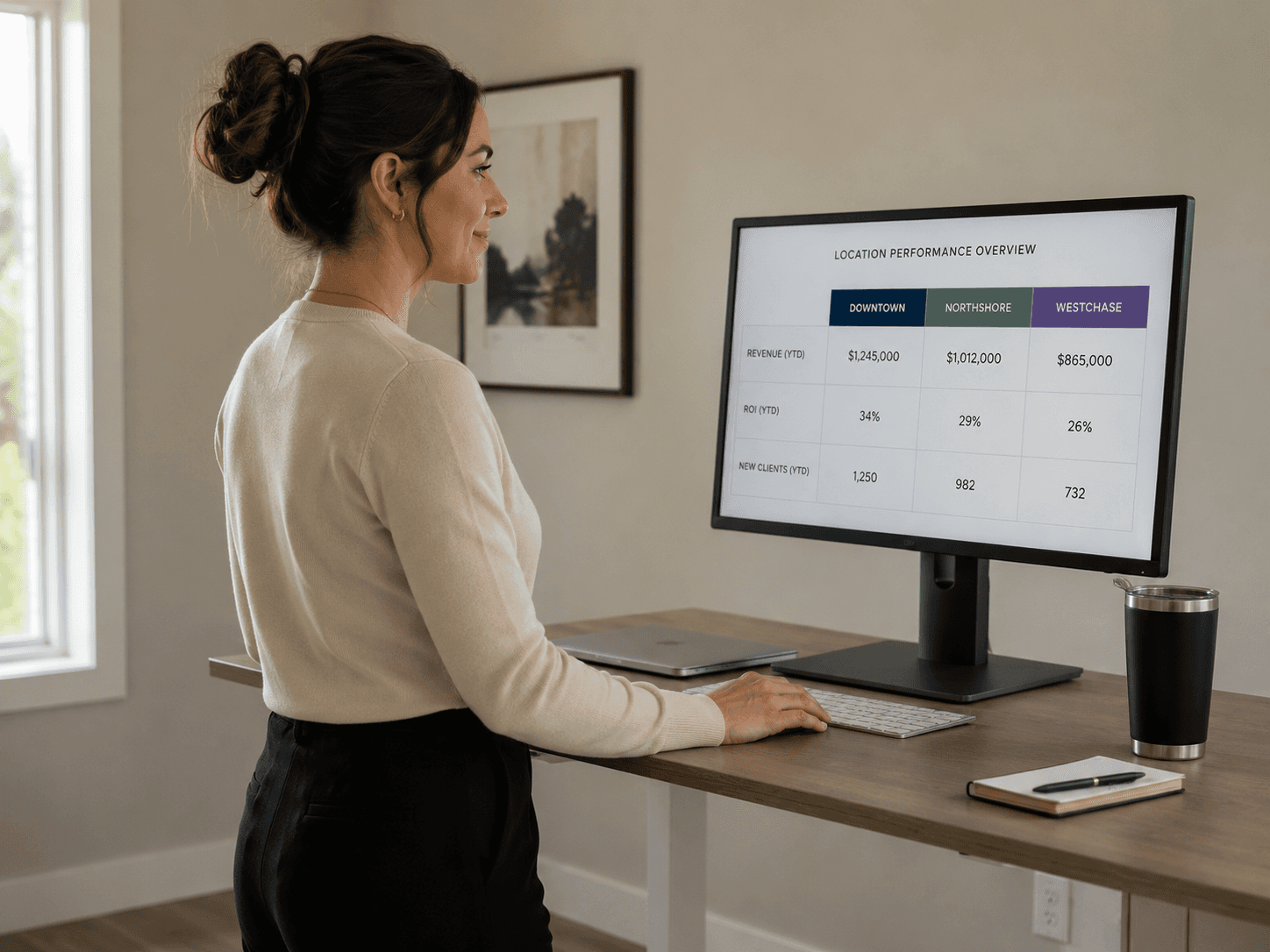 Med spa owner reviewing marketing funnel data across EMR, CRM, and ad platform dashboards