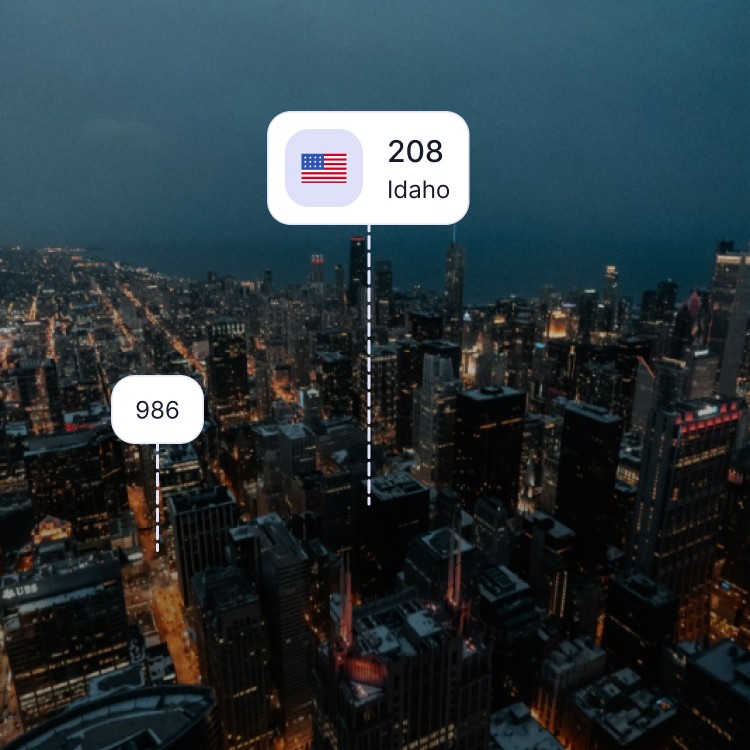 City skyline of Boise and Statewide showing the 208 area code and surrounding area codes