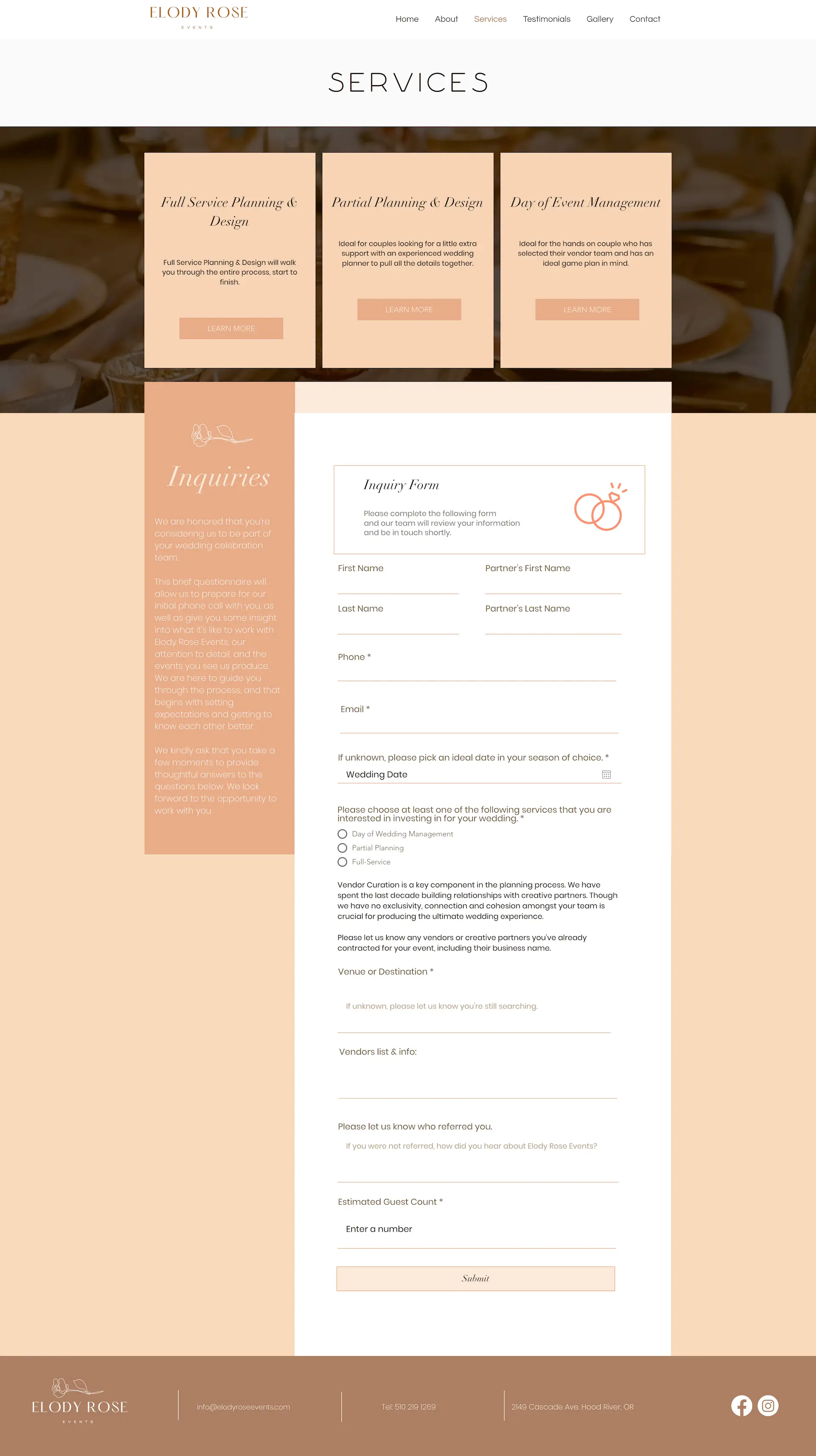 Event Planner Squarespace Design