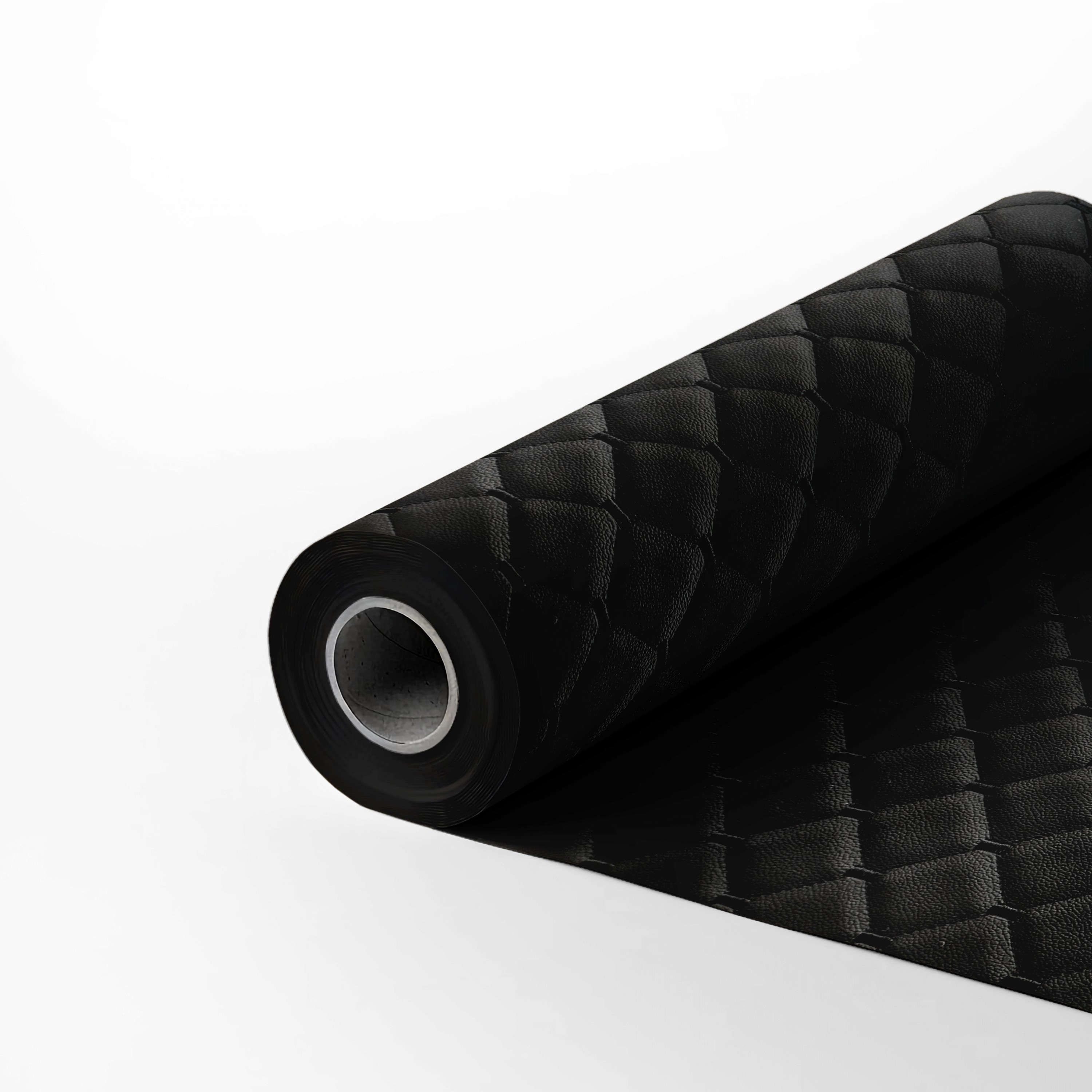 rolo de tecido courvin costurado diamante preto