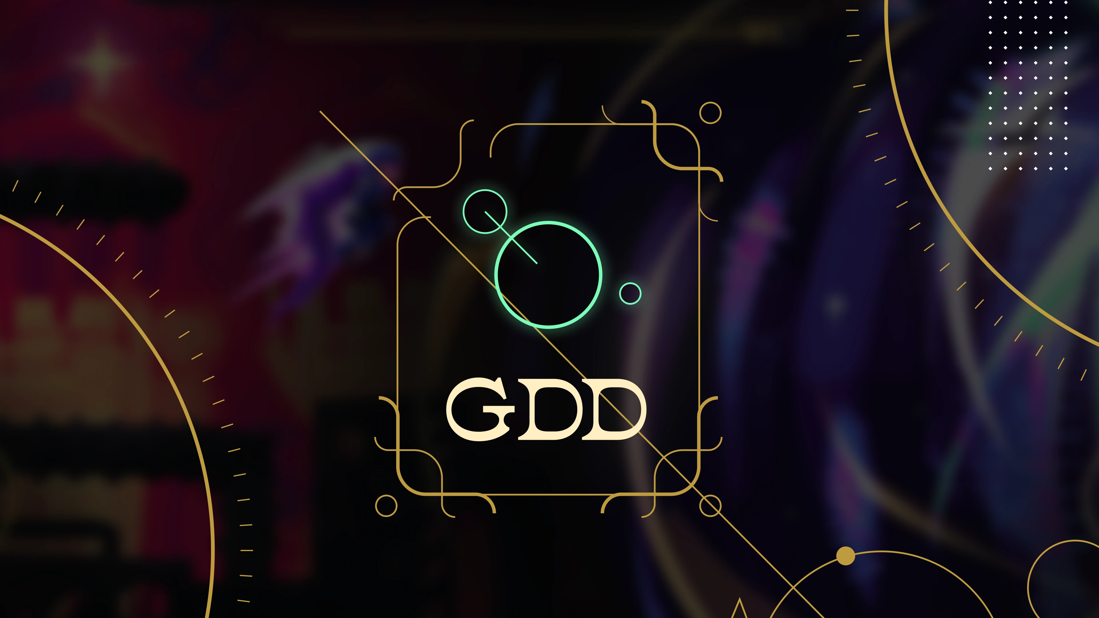 Stylistic preview image for the SuperTracers Game Design Document (GDD) featuring the golden Paradox design with astronomical circular ornaments and typographic branding.