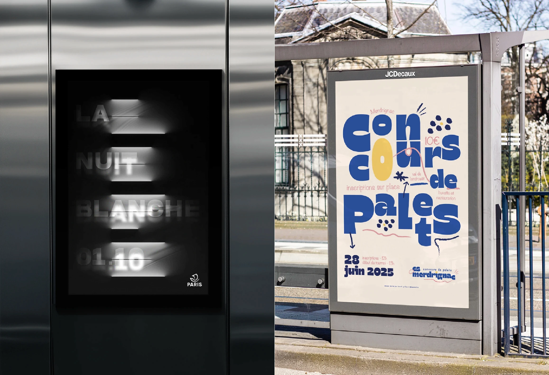 Affiche nuit blanche et Affiche concours de palets du CS Merdrignac