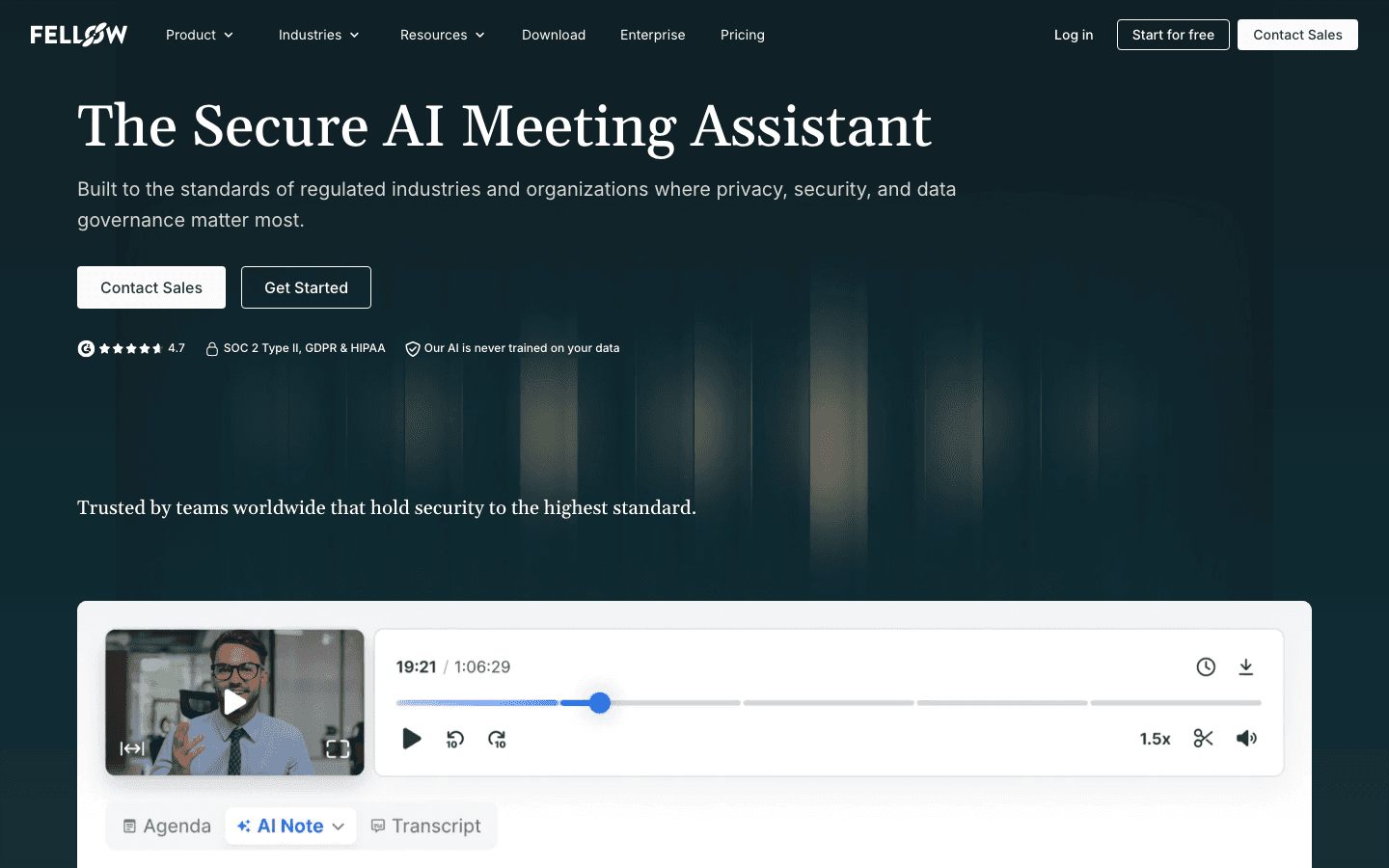 Fellow AI Meeting Assistant website
