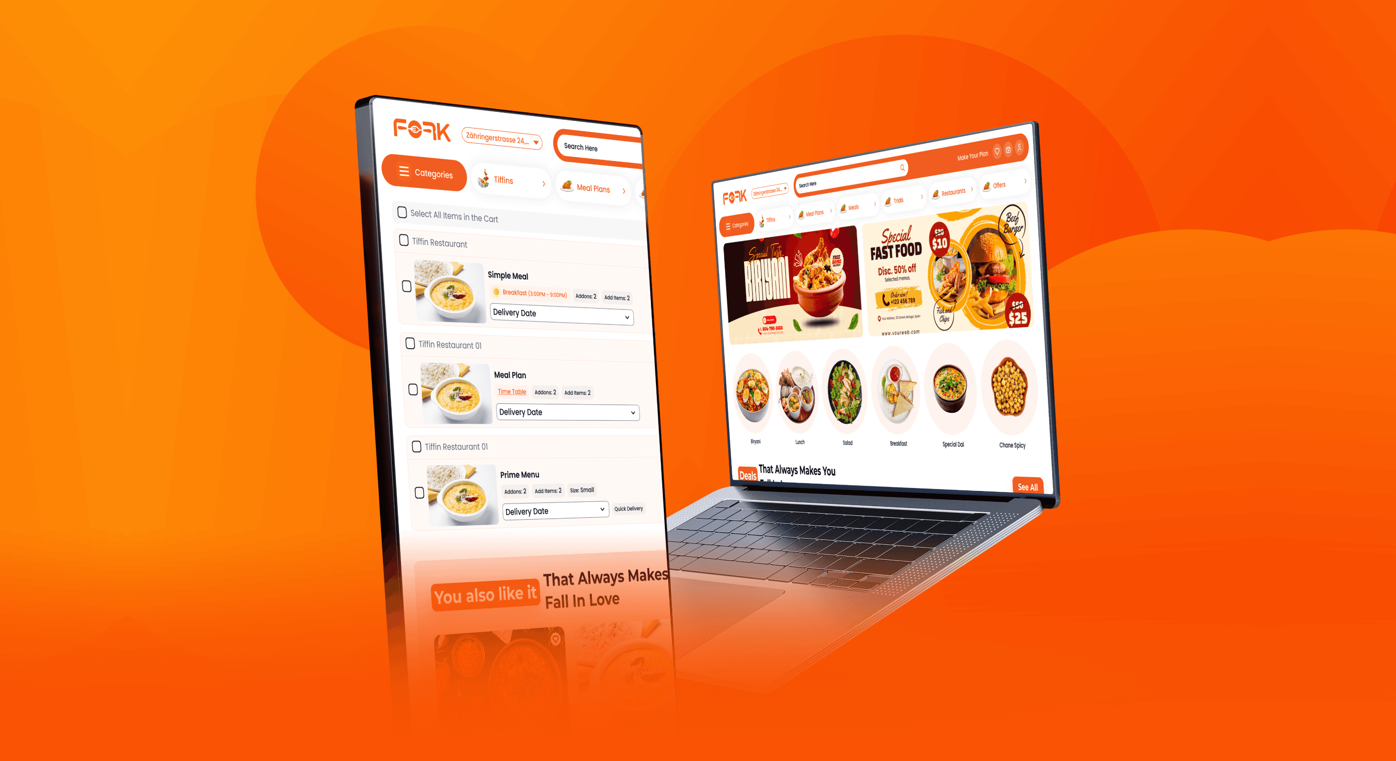 Preview of Fork – Tiffin Delivery Website & Restaurant Reservation App