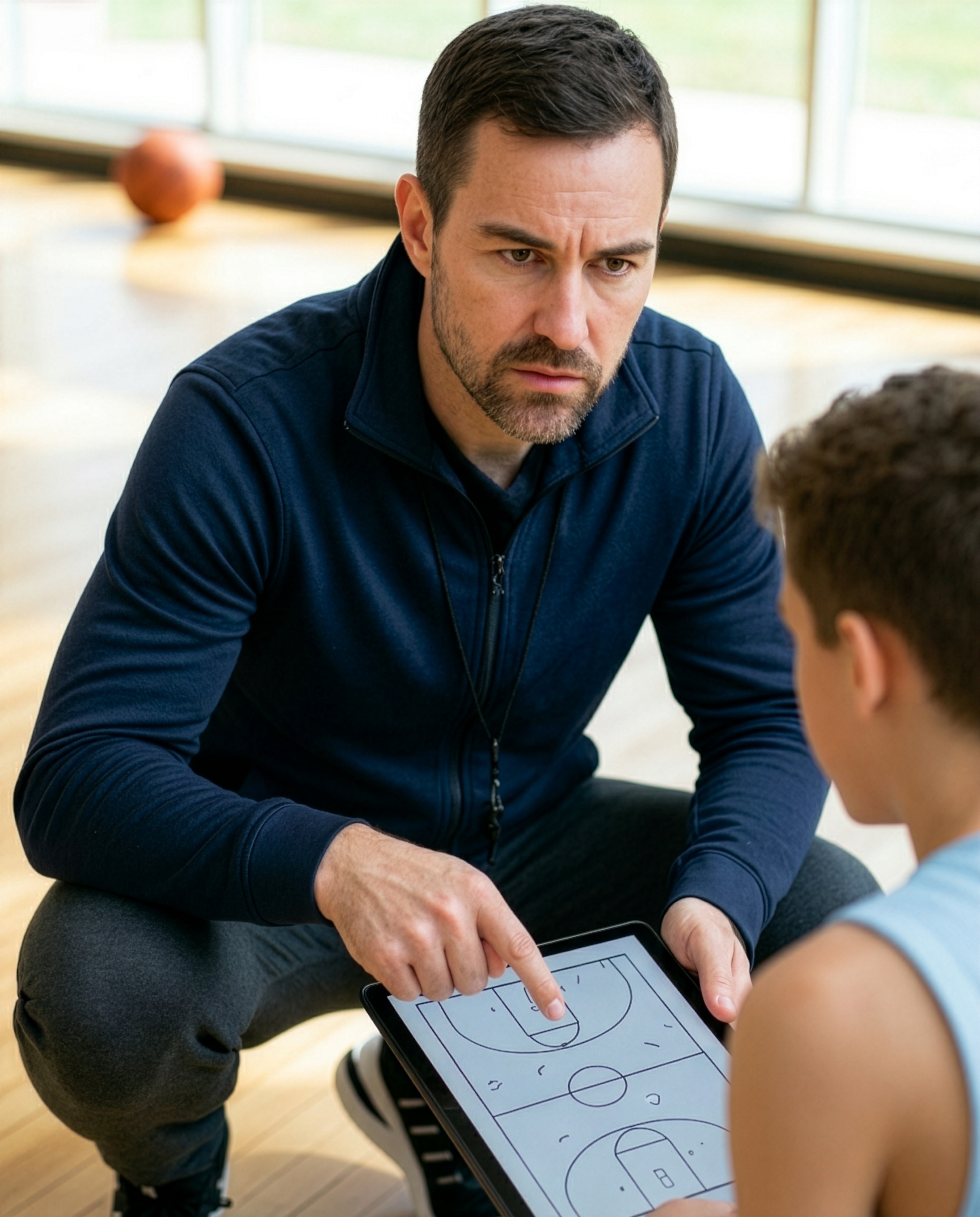 Coach leitet sein Team aktiv während eines Workshops oder Trainings an