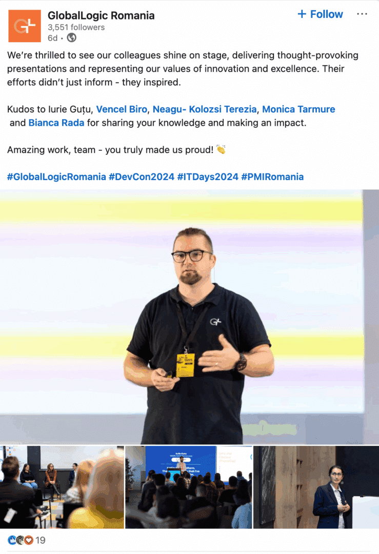 Marketing Spotlight: GlobalLogic Romania social media content