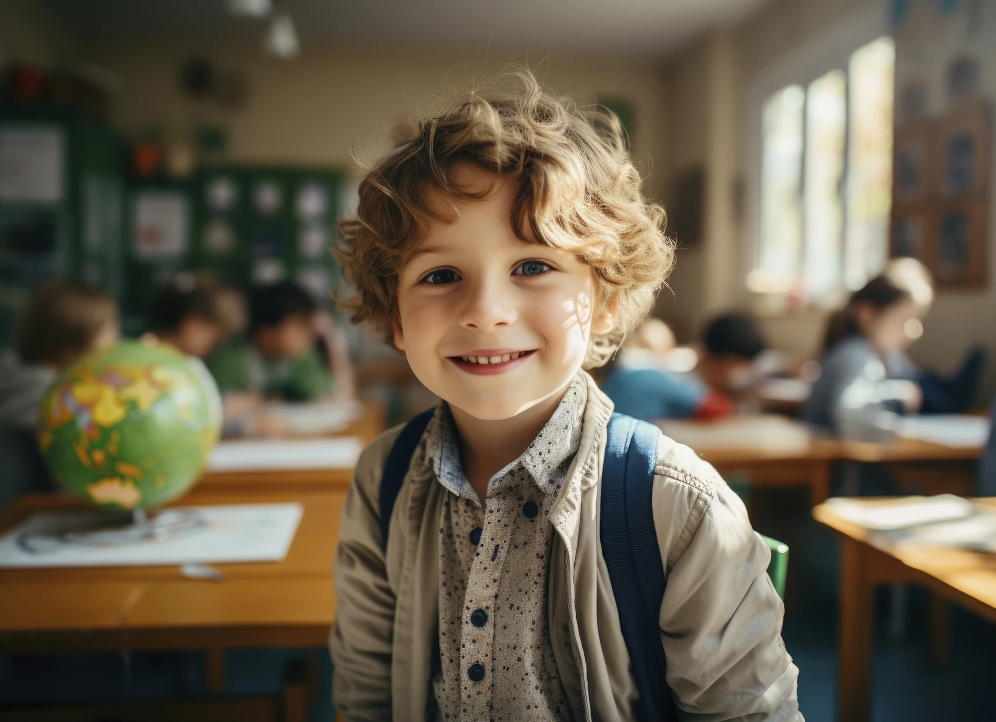 Student in classroom with other students in background