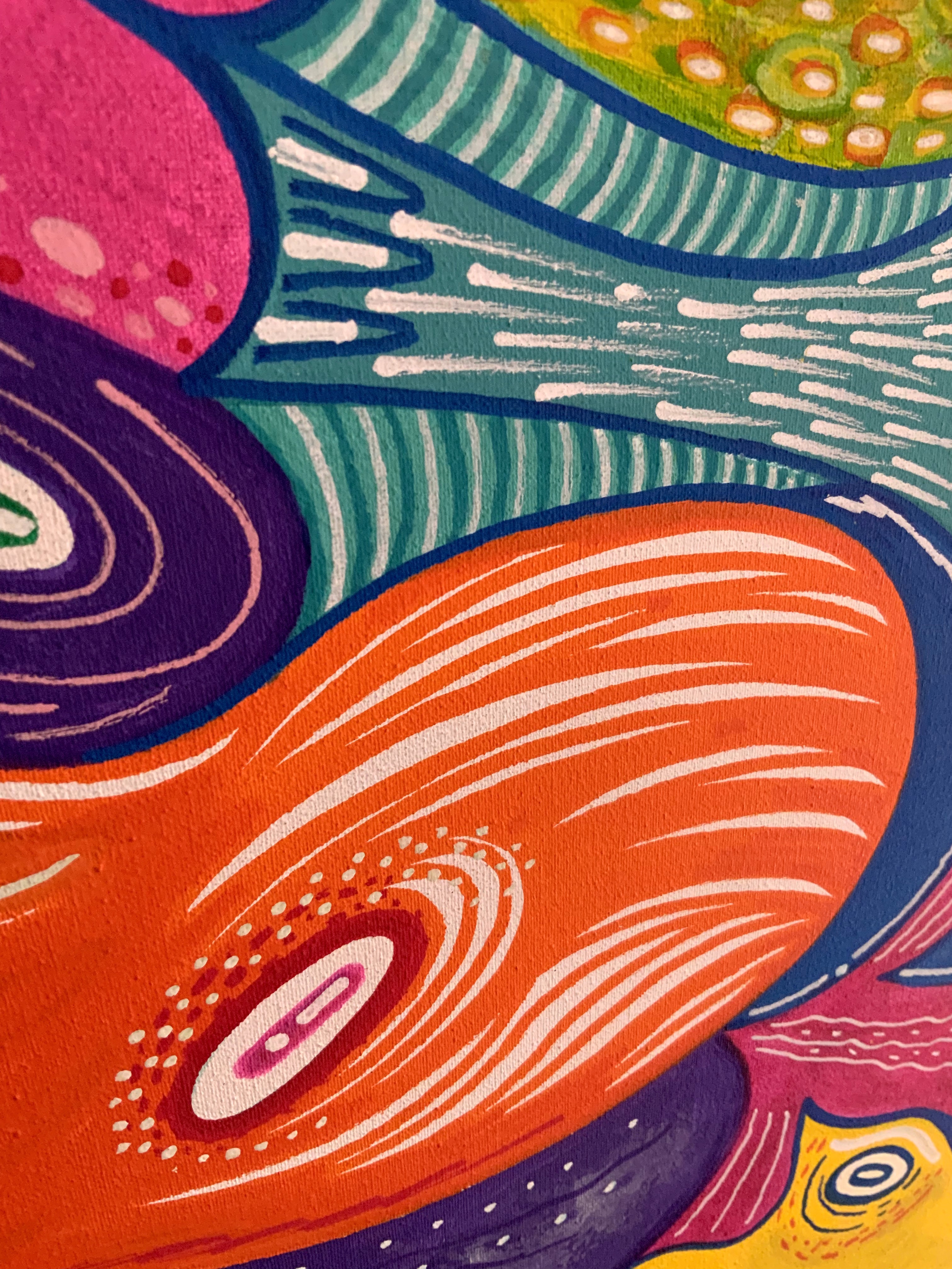 Doodle sea vortex. Octopus detail