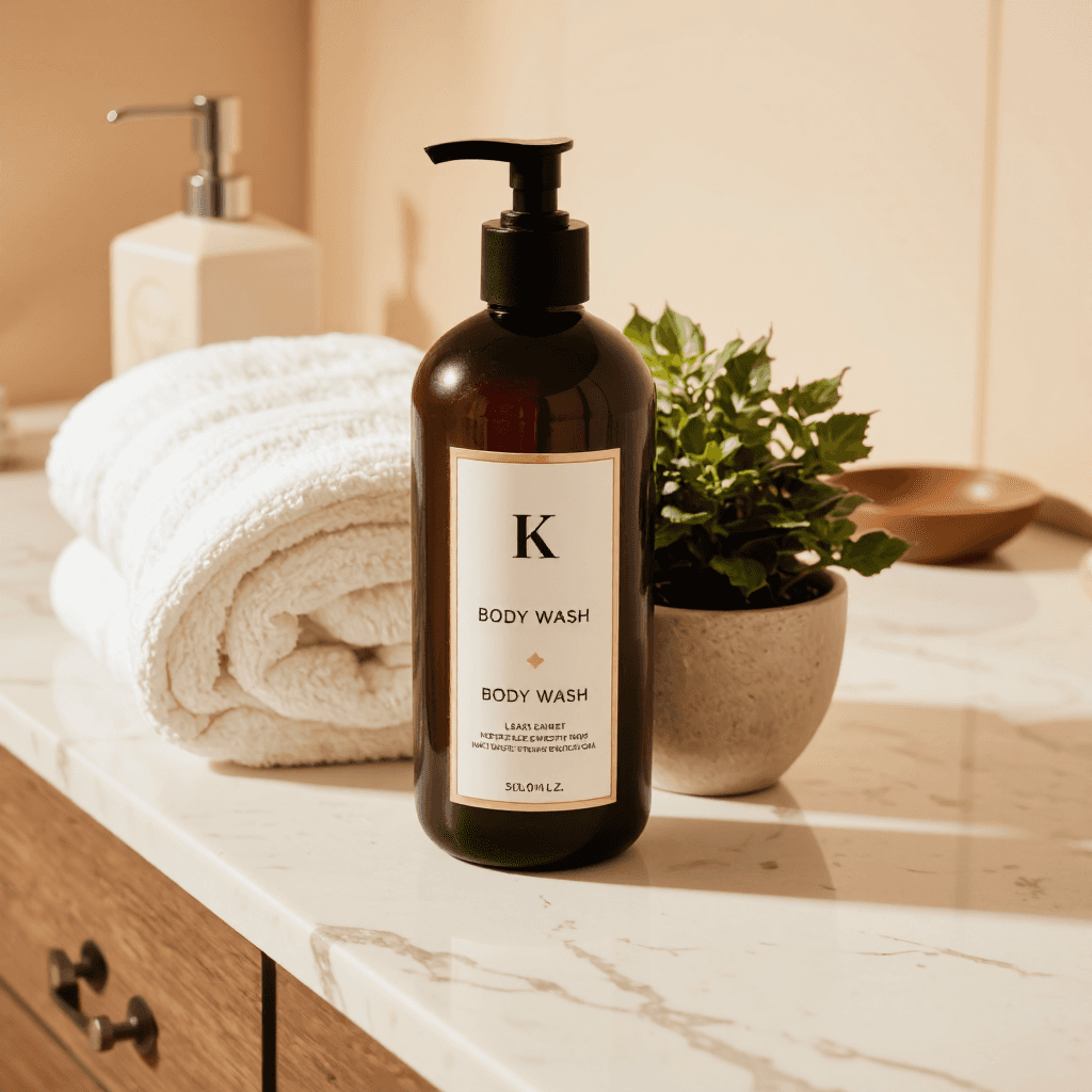 product photography of bottle of body wash