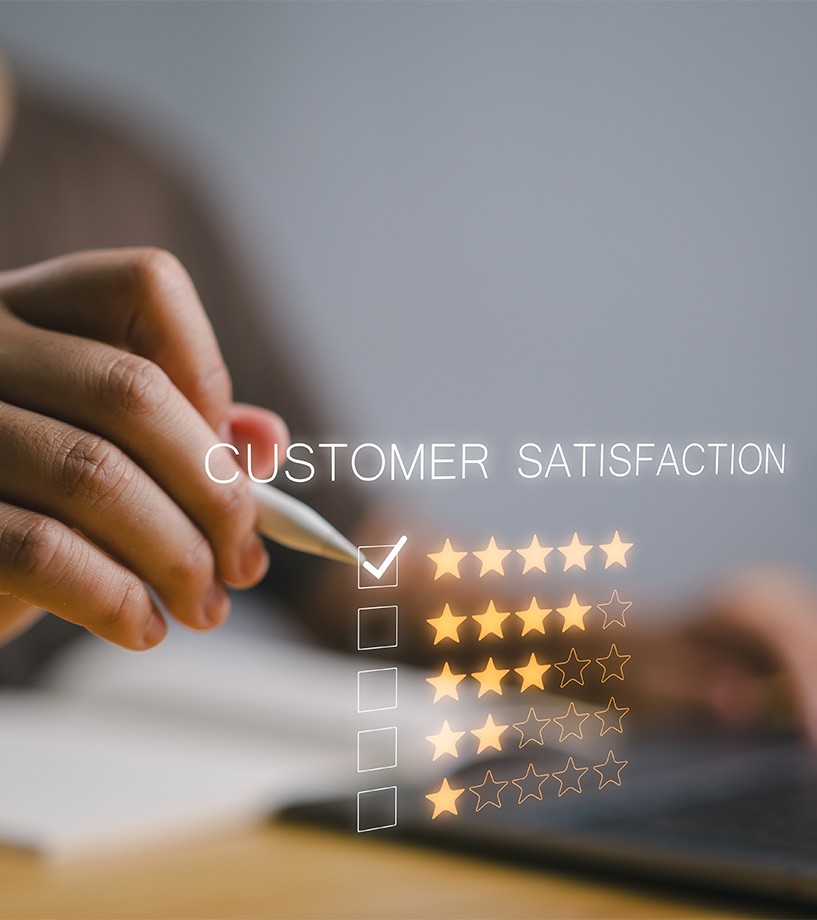 Hand checking a five-star rating—symbolizing top-tier customer satisfaction at ACAS Group.