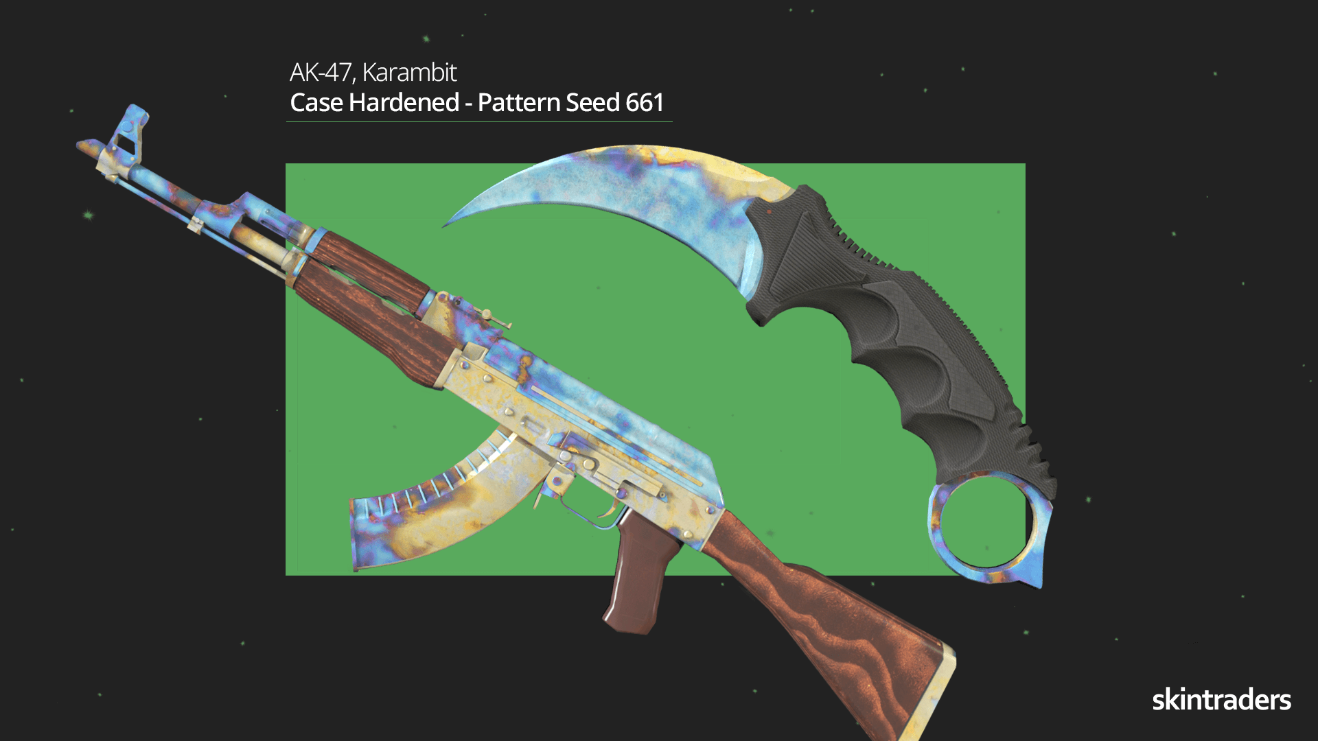 AK-47, Karambit Case Hardened Pattern Seed 661 Comparison