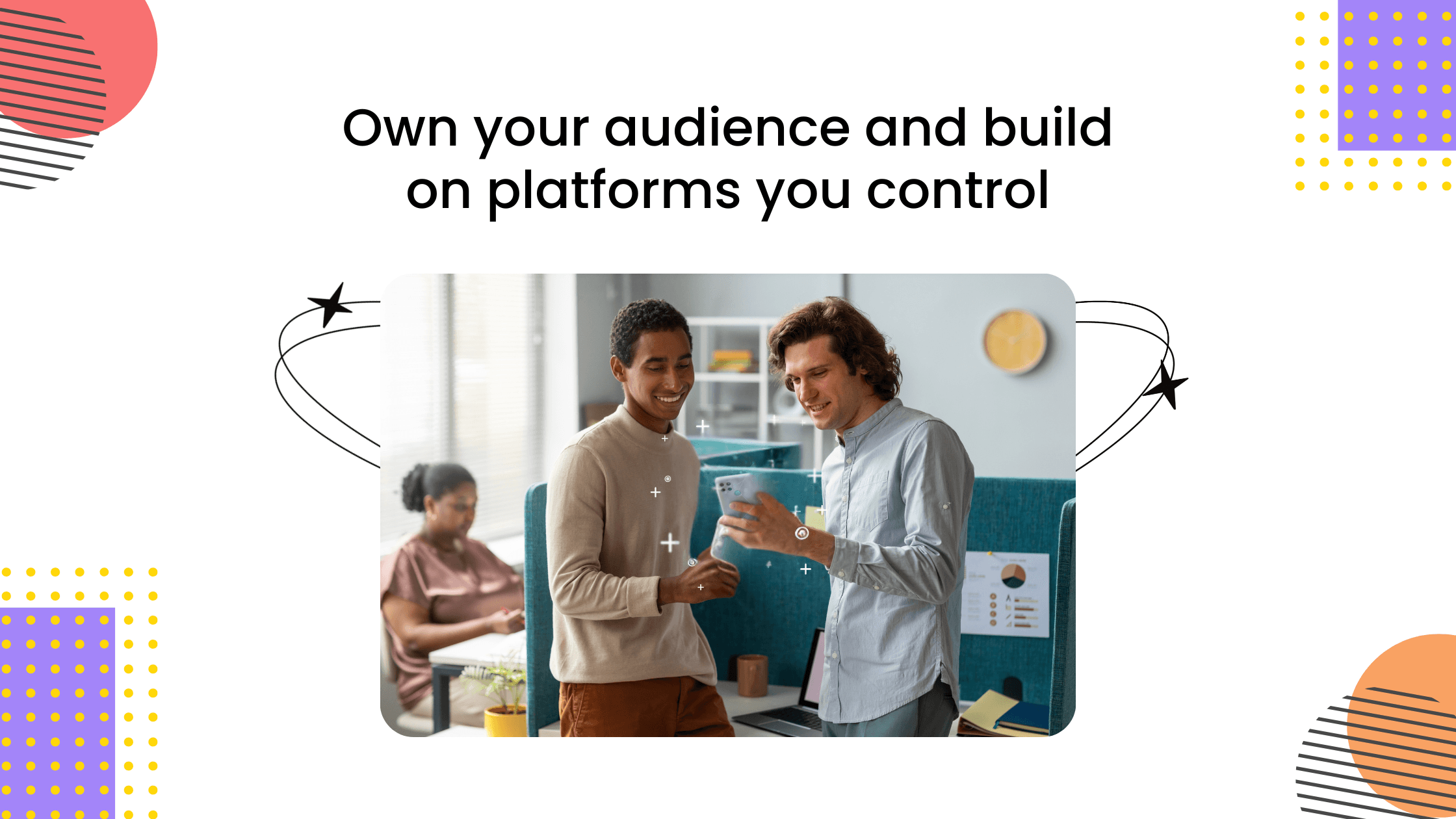 Coach showing mobile app to client, illustrating owning your audience by moving from Facebook groups to a controlled platform.