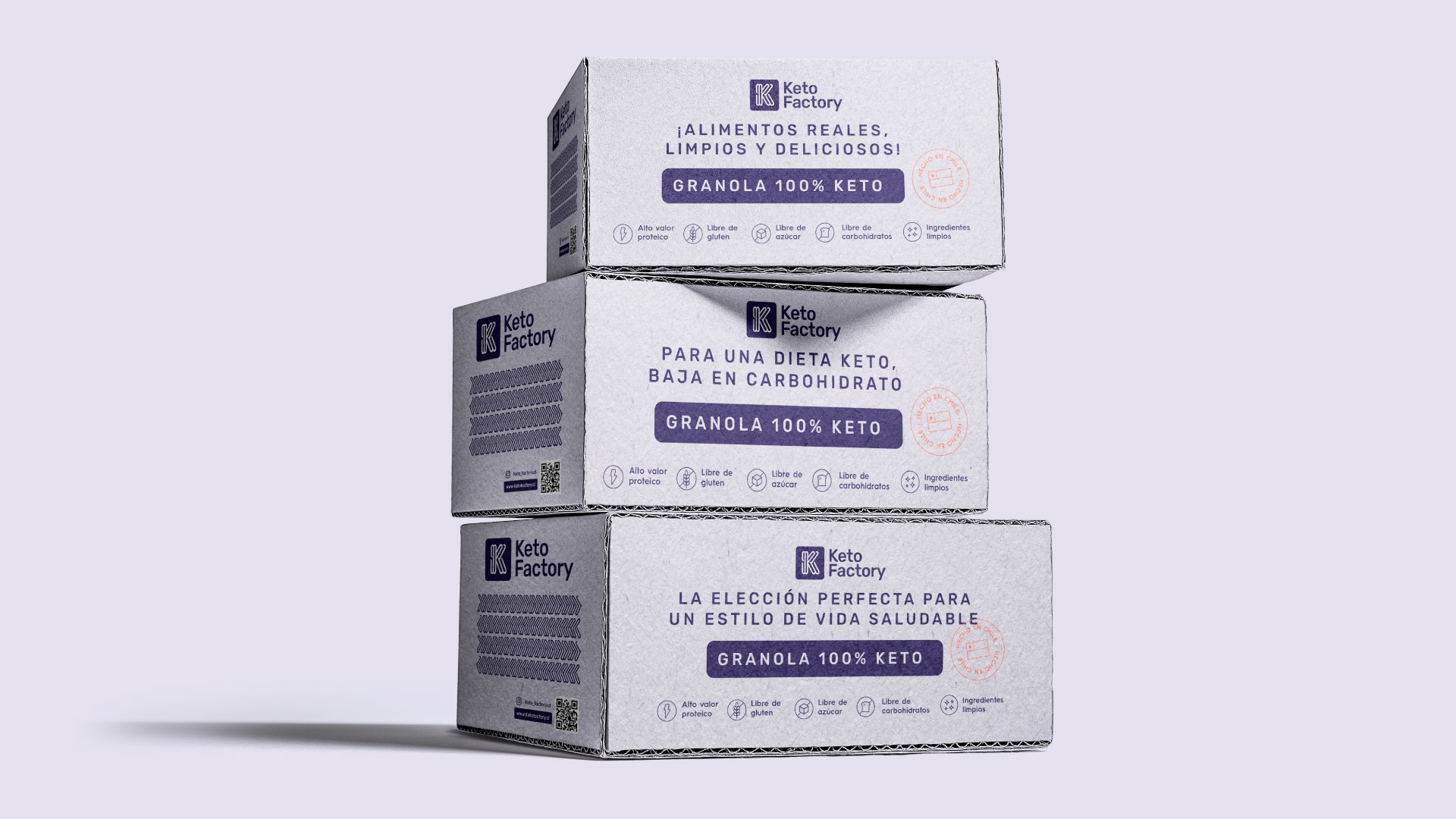 Diseño de empaque diferenciador para granola keto Keto Factory – Lagom Studio, especialistas en branding de alimentos.