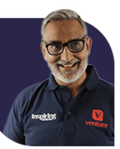 A photograph of Bhavin, the head of acquisitions at Venture Residential