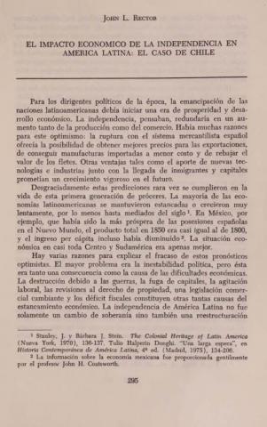 El impacto económico de la Independencia en América Latina: el caso de Chile