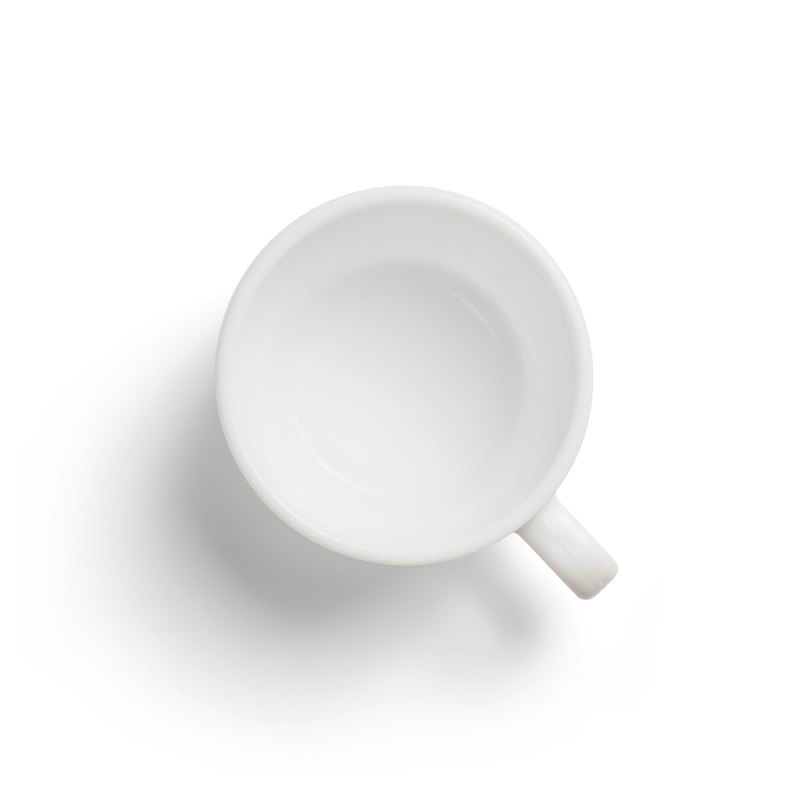 White coffee cup seen from above