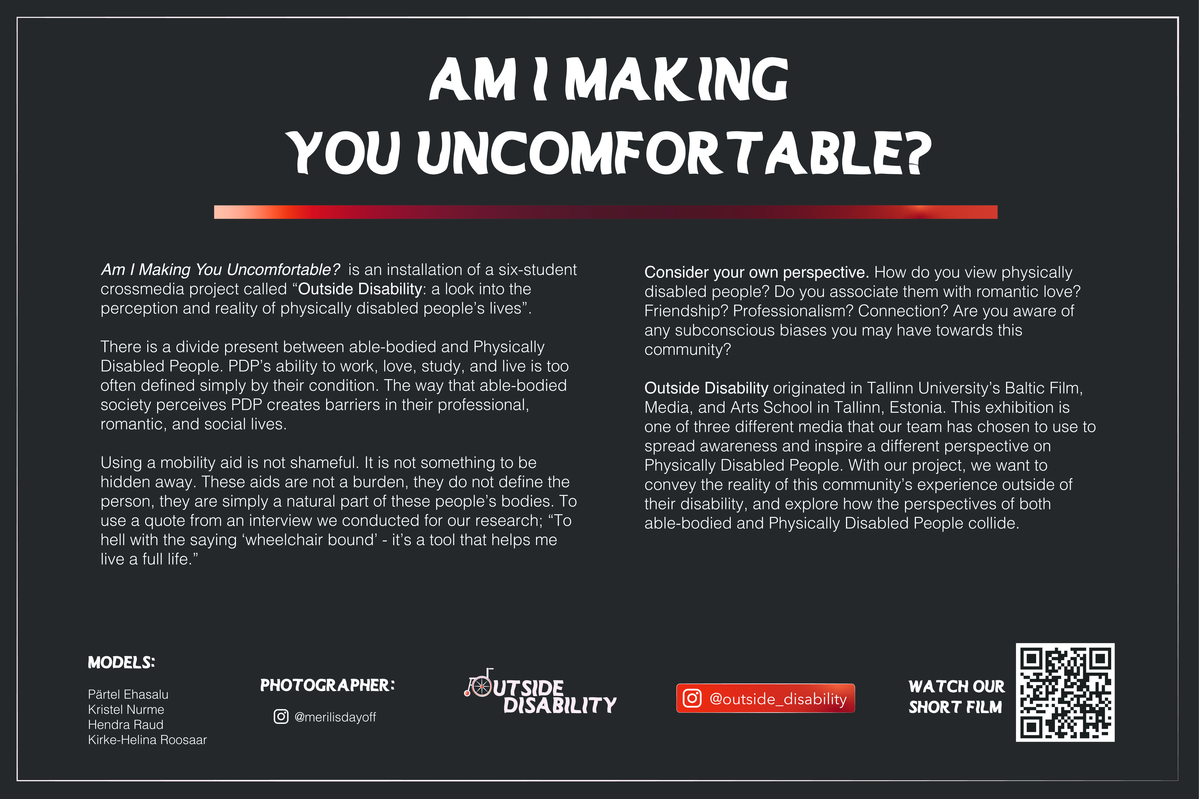 A picture of the sign that was printed to describe the exhbiition.