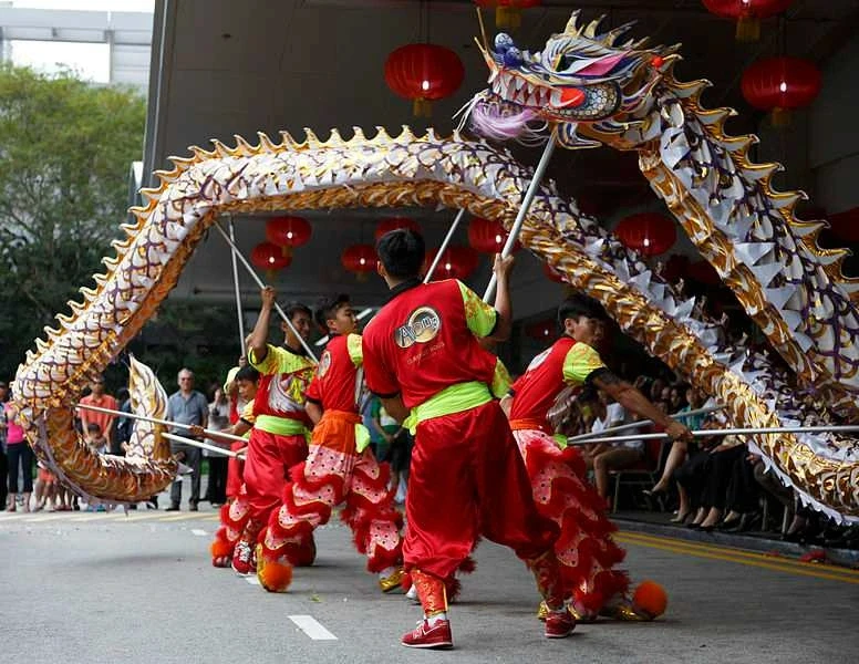 Traditional dragon dance performance