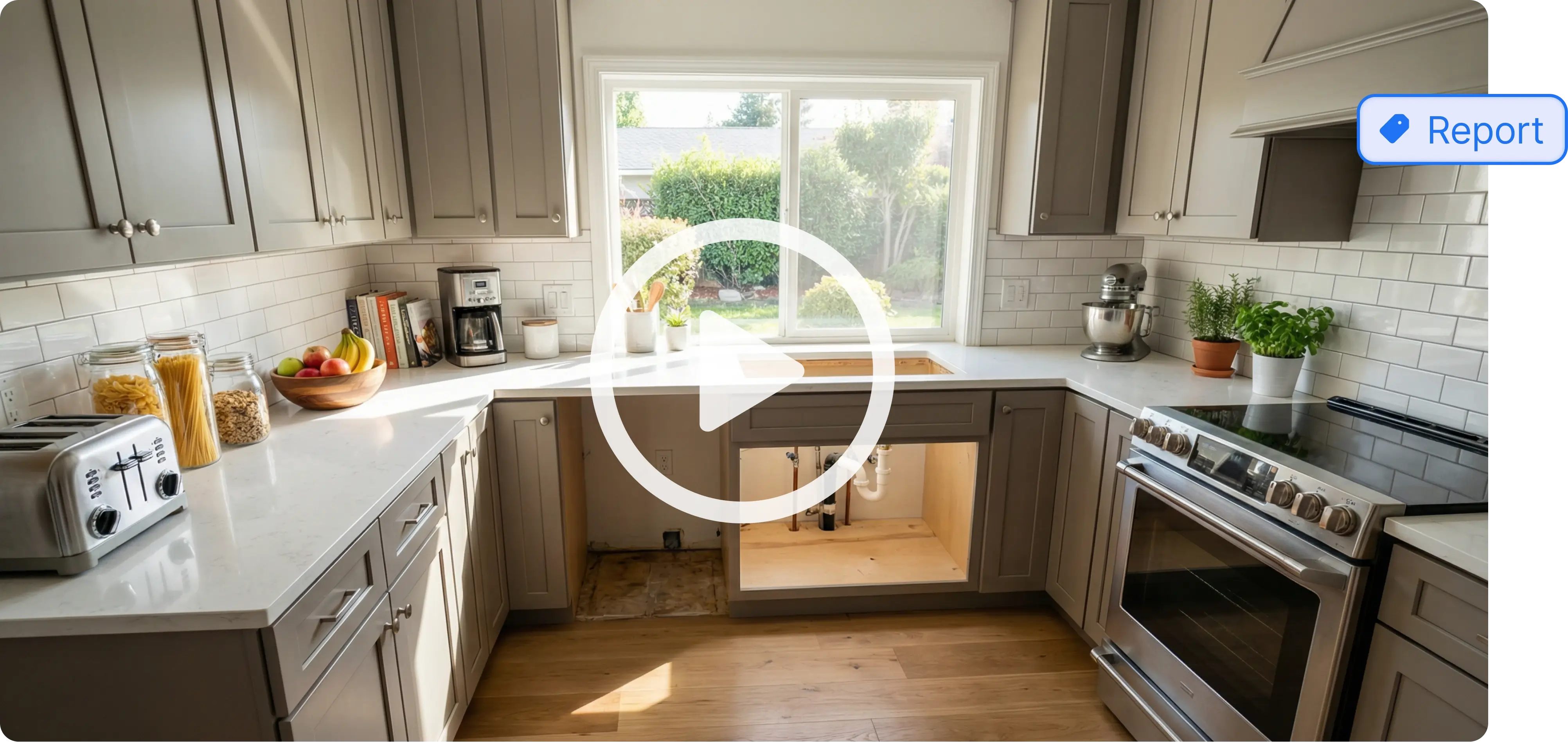 Water damage repair site video with report tag