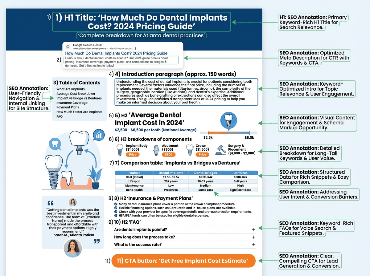 Dental SEO keyword funnel showing search to patient conversion