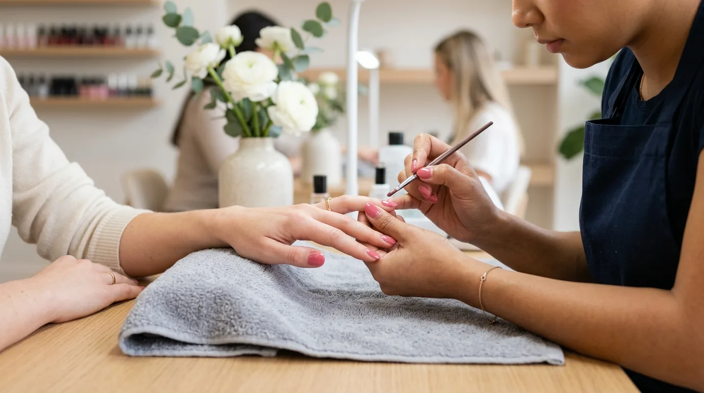 profissional aplicando esmalte nas unhas