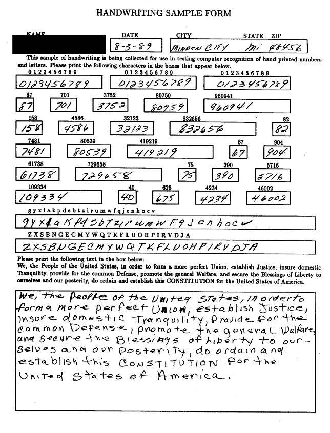 Handwritten Form image