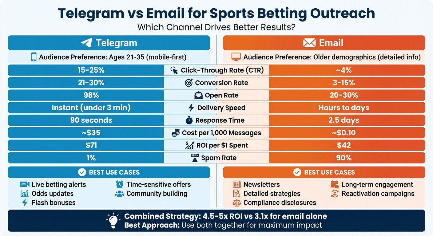 Telegram vs Email for Sports Betting: Key Metrics Comparison