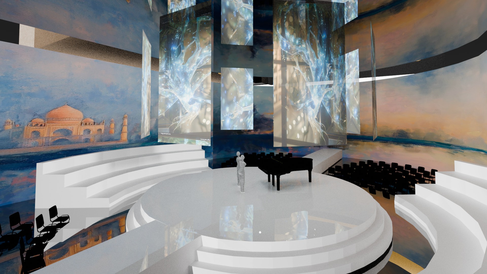 Conceptual visuals for The Art of Memory immersive installation by RenaiXance, created with 3D rendering and generative design.