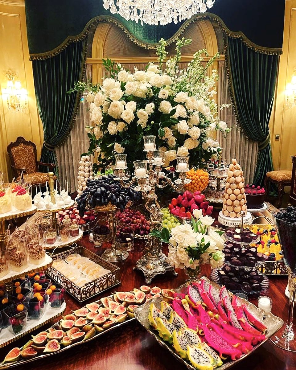Celebration: White florals, sweet table
