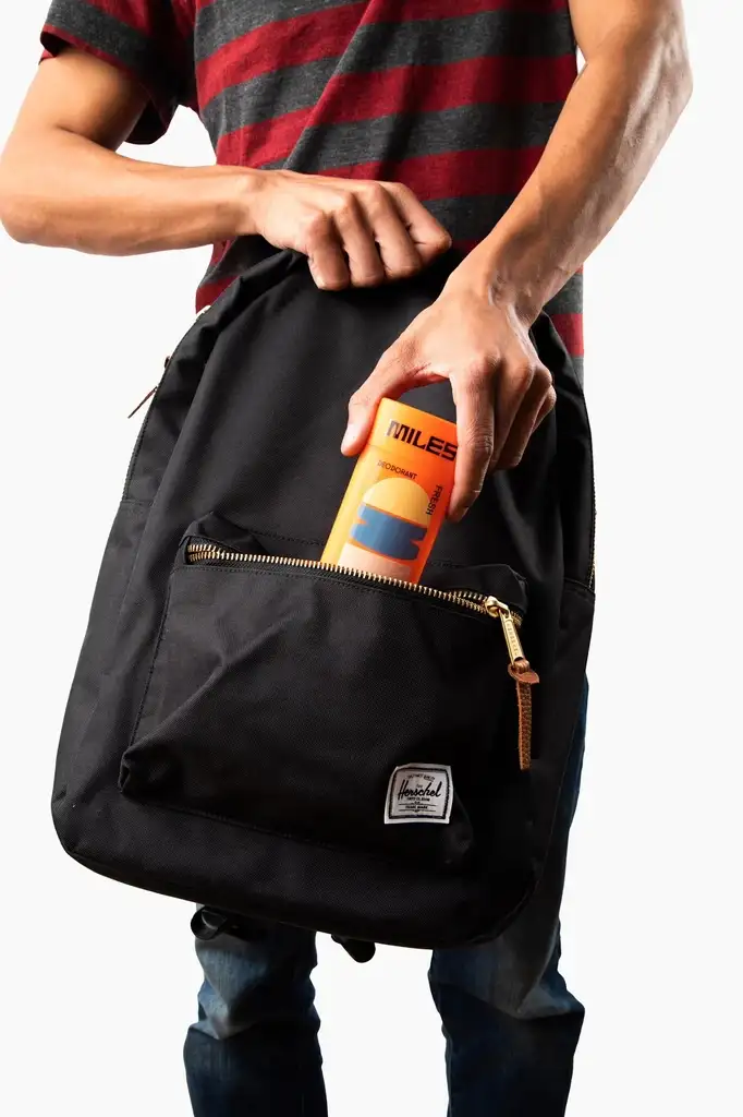 Miles Deodorant Fresh in Bag Pulling out of bag
