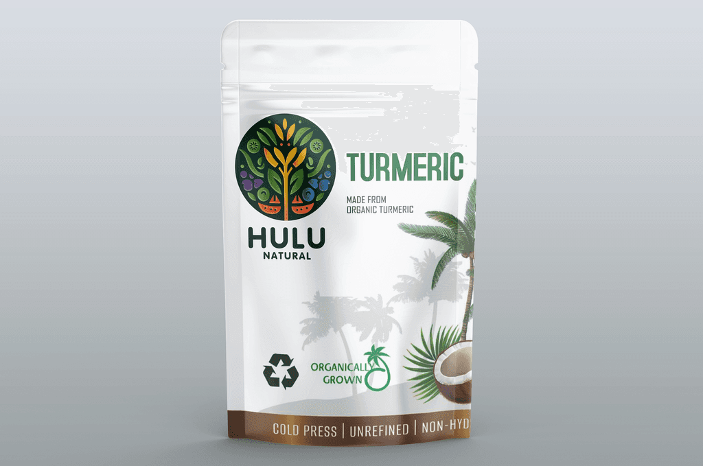 A bag of Hulu Natural Organic Turmeric.