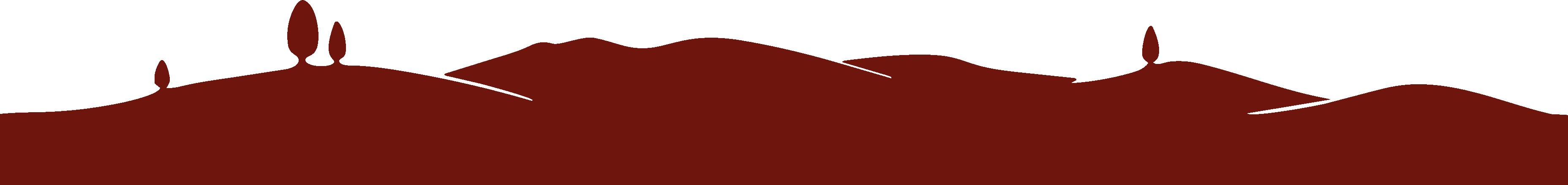 Minimalist illustration of a red vineyard landscape with hills and small trees, designed in a clean, modern style